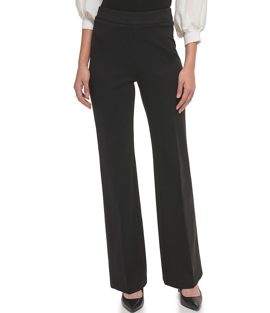 DKNY Широкие брюки из шелковистой ткани с высокой посадкой и широкими штанинами, черный