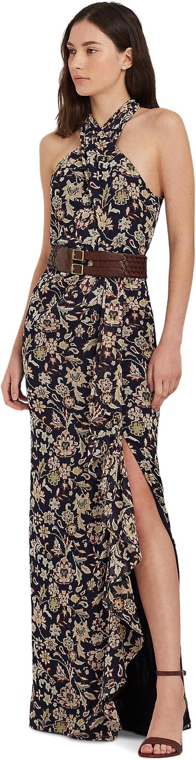 

Вечернее платье жоржет с бретельками и цветочным принтом LAUREN Ralph Lauren, цвет Navy Multi