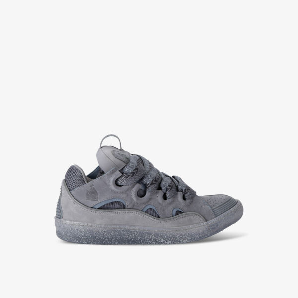 

Низкие кроссовки Curb из кожи, замши и сетки на шнуровке Lanvin, серый