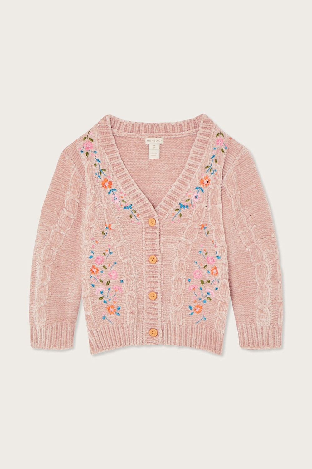 

Кардиган с вышивкой из синели Boutique Monsoon, розовый