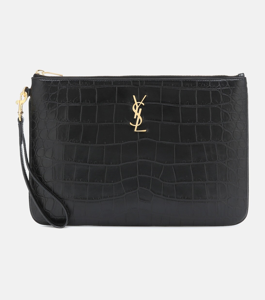 

Сумка для планшета из кожи с эффектом крокодила Saint Laurent, черный