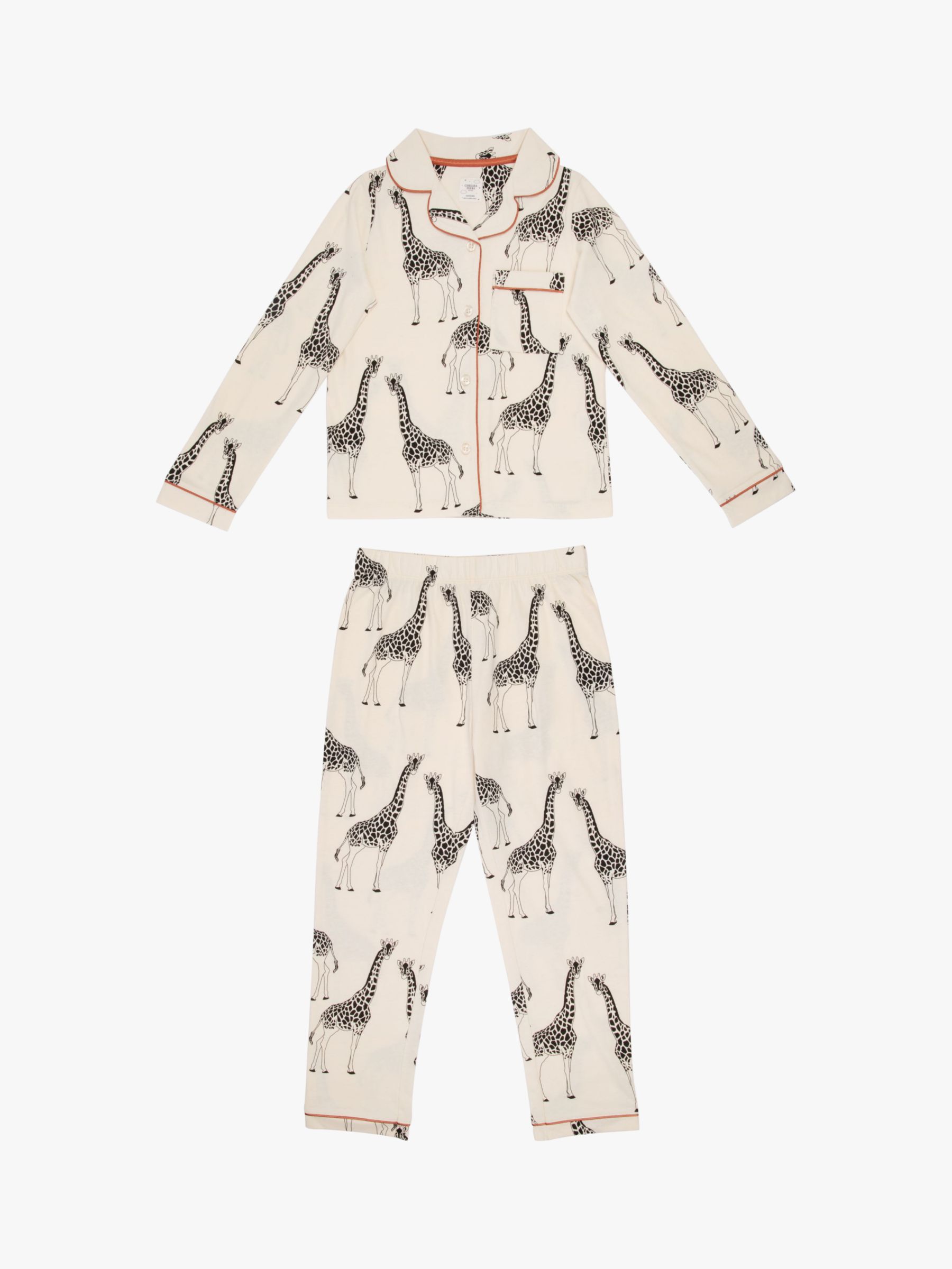 цена Детский пижамный комплект с длинными рукавами на пуговицах из органического хлопка с изображением жирафа Chelsea Peers, крем/мульти