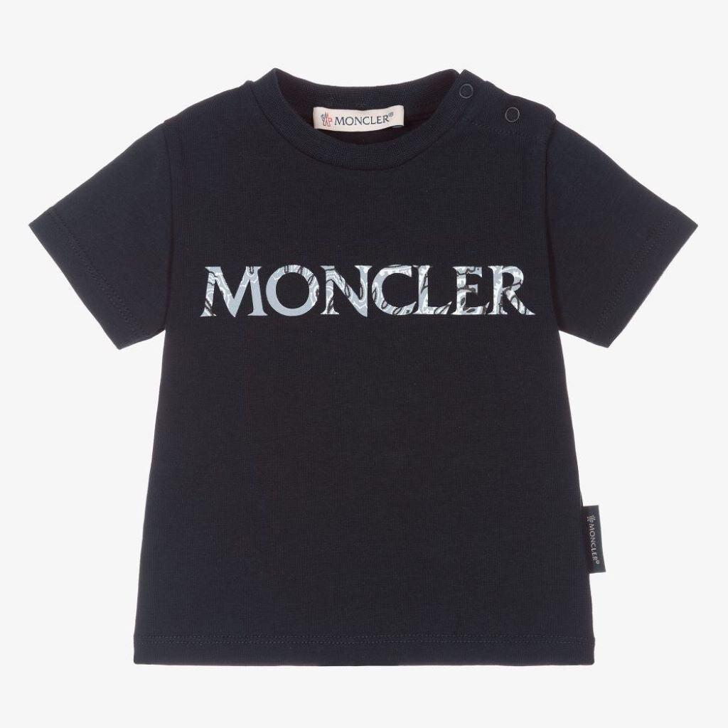 

Темно-синяя футболка с логотипом с рисунком Moncler, синий