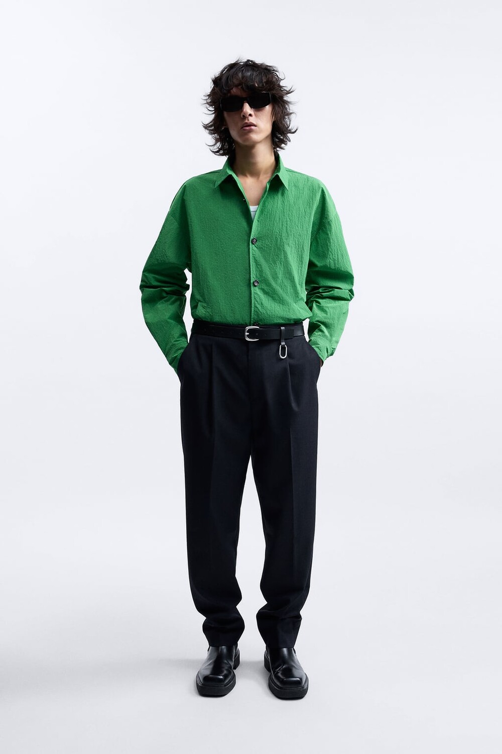 

Рубашка из рипстопа ZARA, зеленый