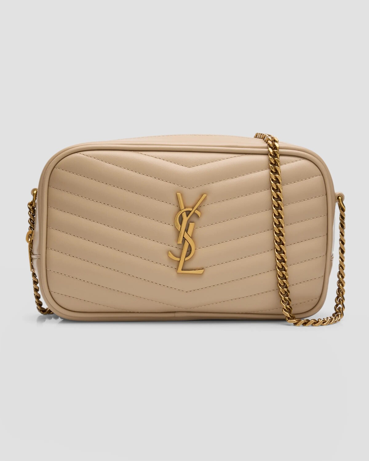 

Сумка для фотокамеры Lou Mini YSL из гладкой стеганой кожи Saint Laurent, цвет Dark Beige