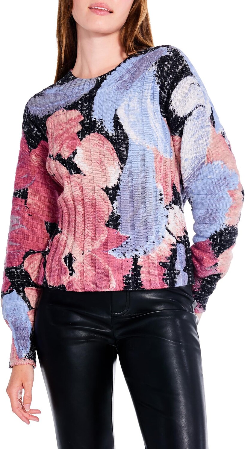 

Миниатюрный свитер с осенним цветением NIC+ZOE, цвет Pink Multi