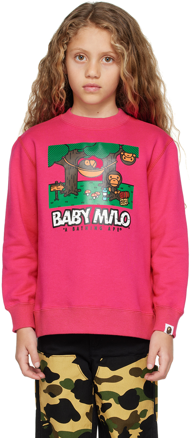 

Розовый детский свитшот-гамак с камуфляжным принтом BAPE Kids Milo