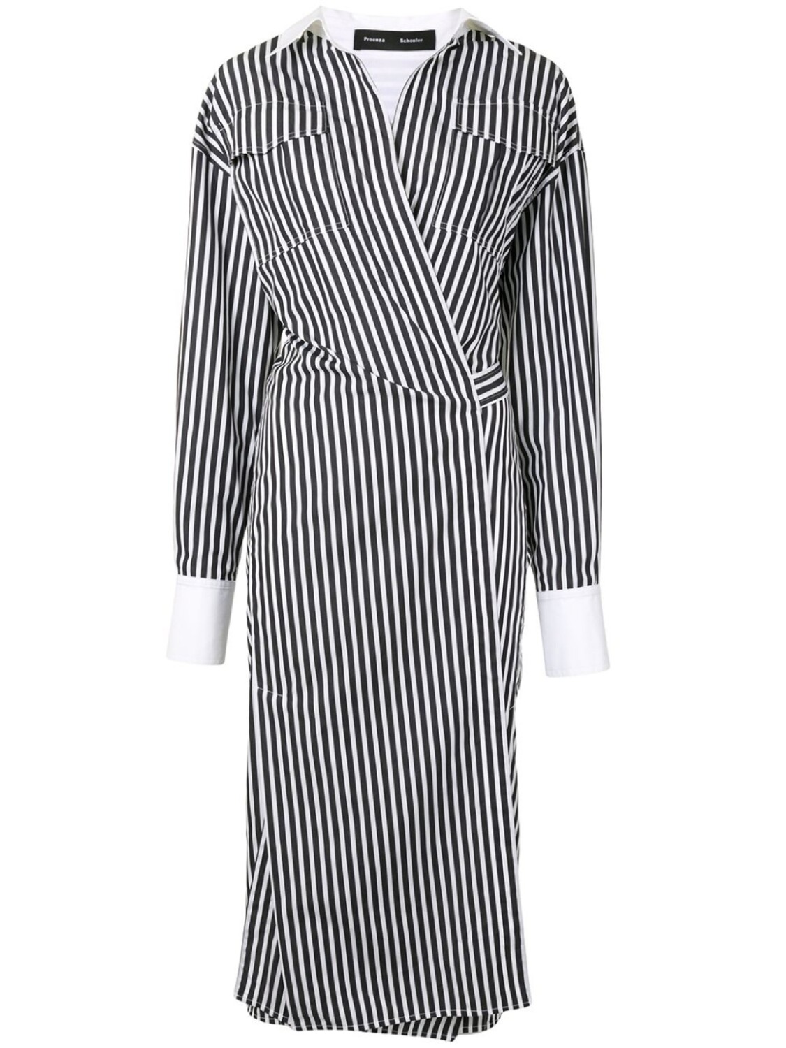 

Proenza Schouler платье-рубашка в полоску с запахом, черный