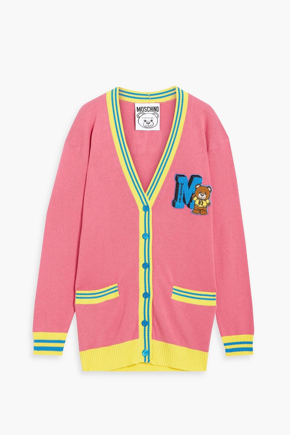 

Кардиган из кашемира и хлопка с аппликациями MOSCHINO, розовый