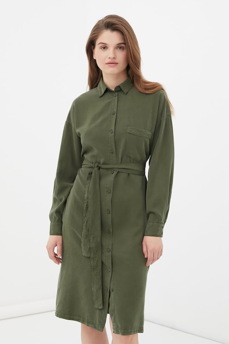 цена Платье-Рубашка с завязками Finn Flare, зеленый