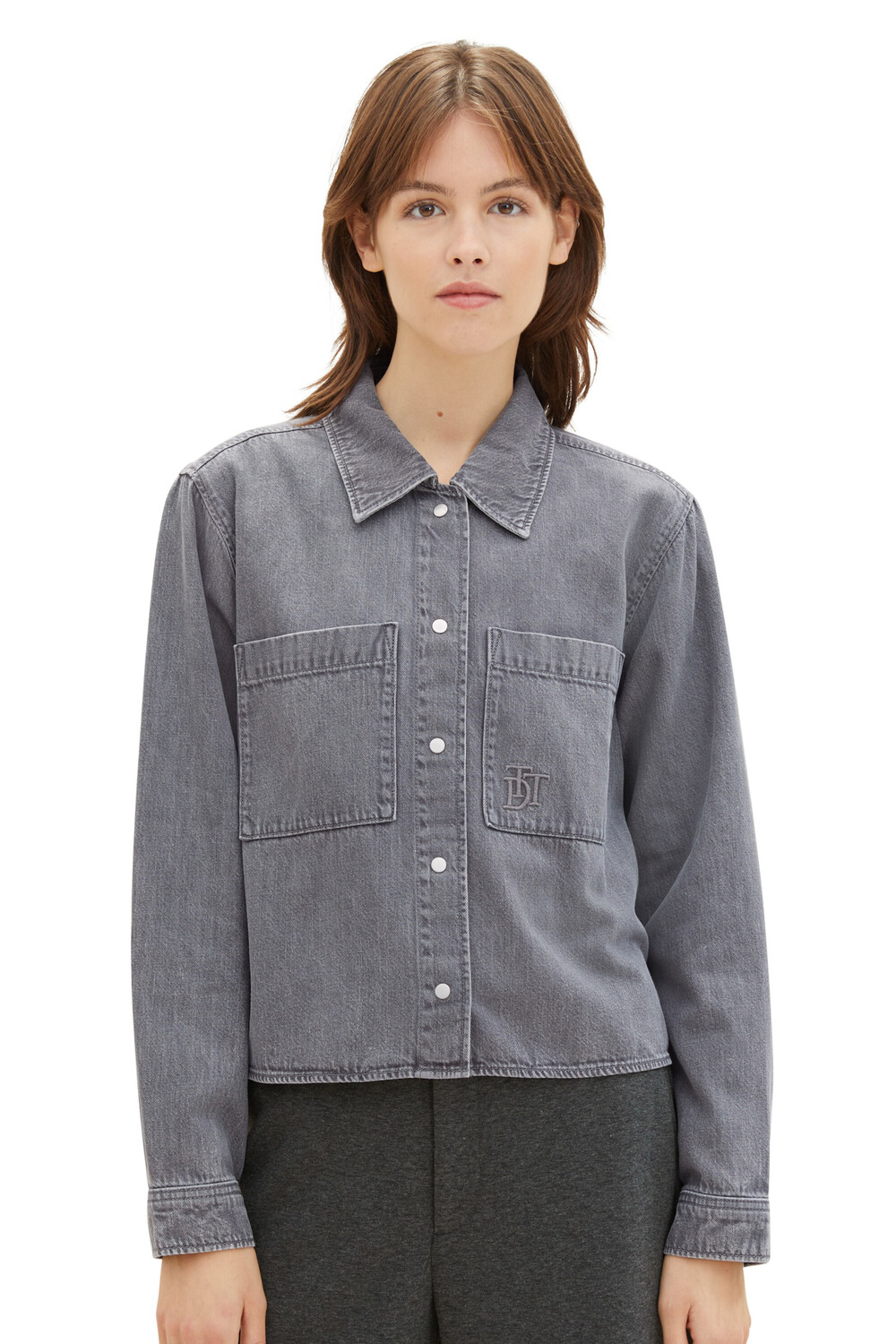 

Рубашка – Серая – Классический крой Tom Tailor Denim, серый