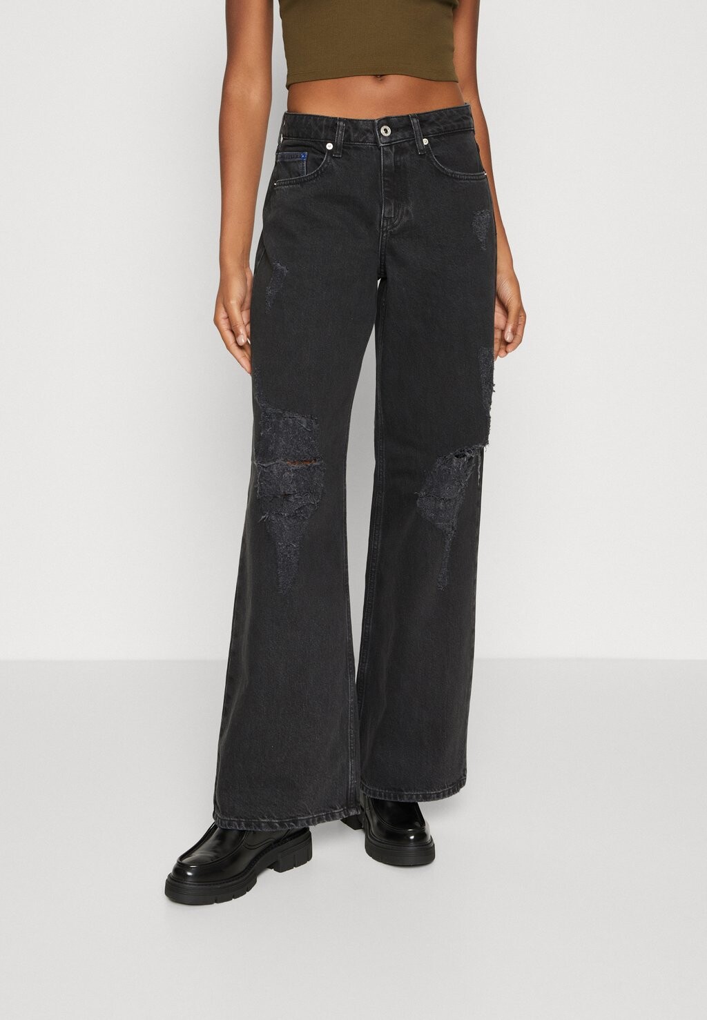 

Джинсы Baggy LOOSE Karl Lagerfeld, стираные, черные
