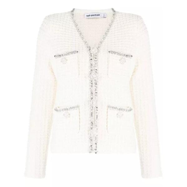 

Кардиган sequin-embellished waffle-knit knitwear cardigan Self Portrait, белый