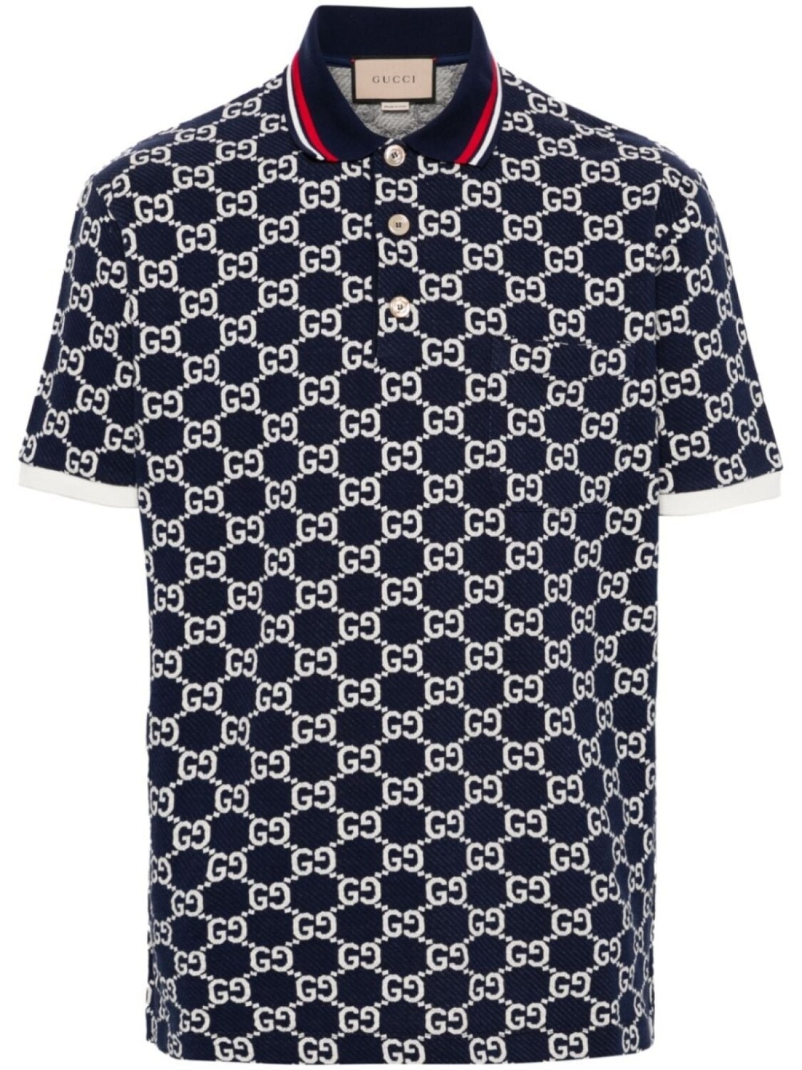 

Gucci жаккардовая рубашка поло с логотипом GG, синий