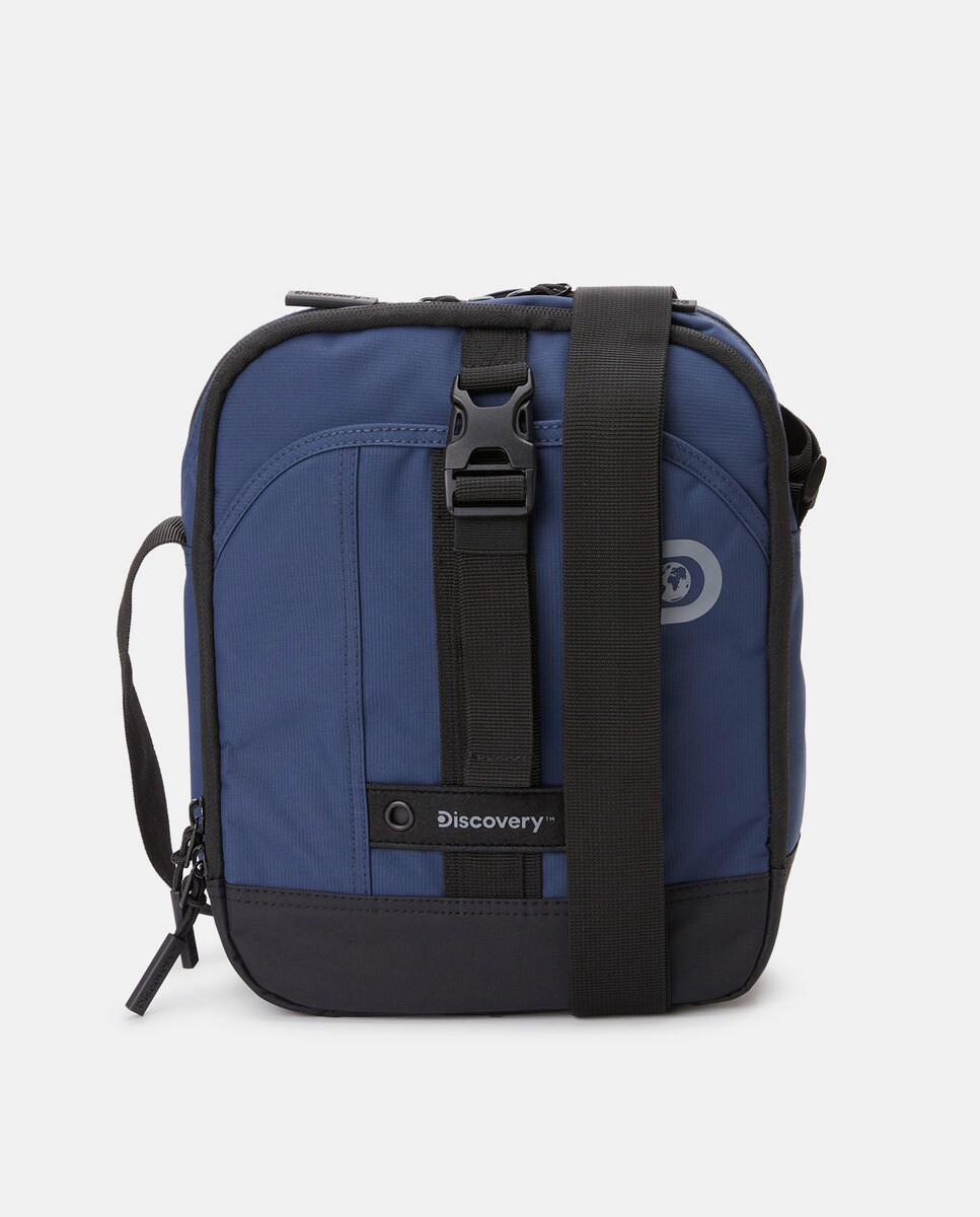 Синяя сумка через плечо из переработанного полиэстера с передним карманом и RFID Discovery, синий наплечная сумка с отделениями для макияжа на молнии с рисунком диснея