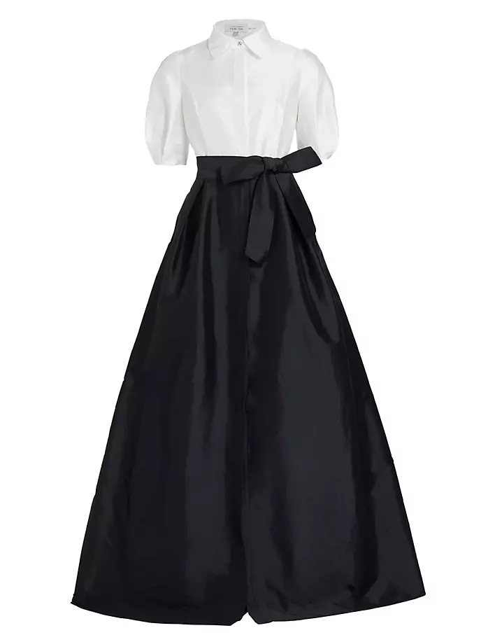 Платье-рубашка из тафты с объемными рукавами и талией Teri Jon By Rickie Freeman, черный кроссовки puma rickie unisex white black
