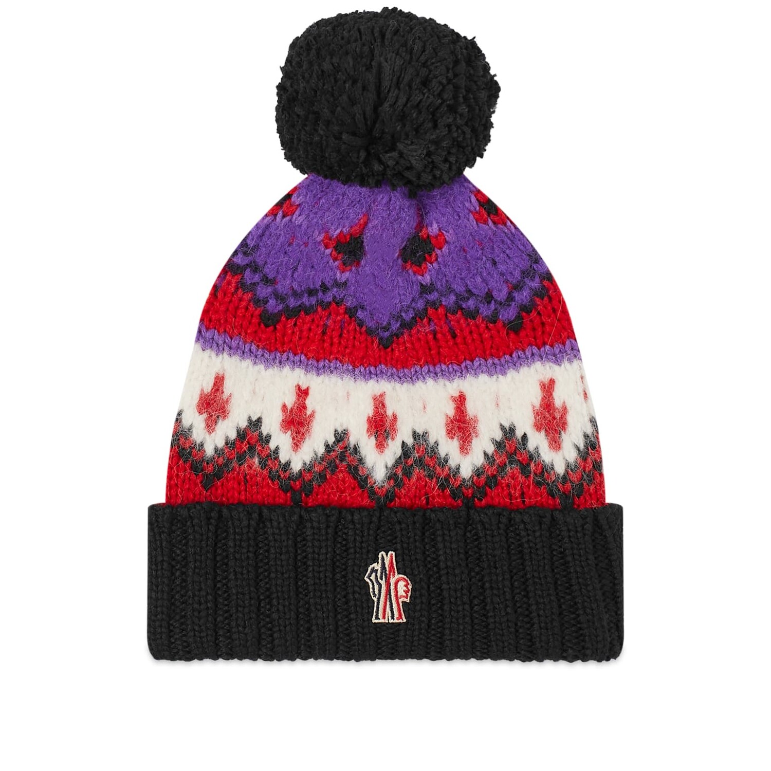 Шапка бини Moncler Grenoble Fairisle, мульти черная шапка с нашивками moncler grenoble