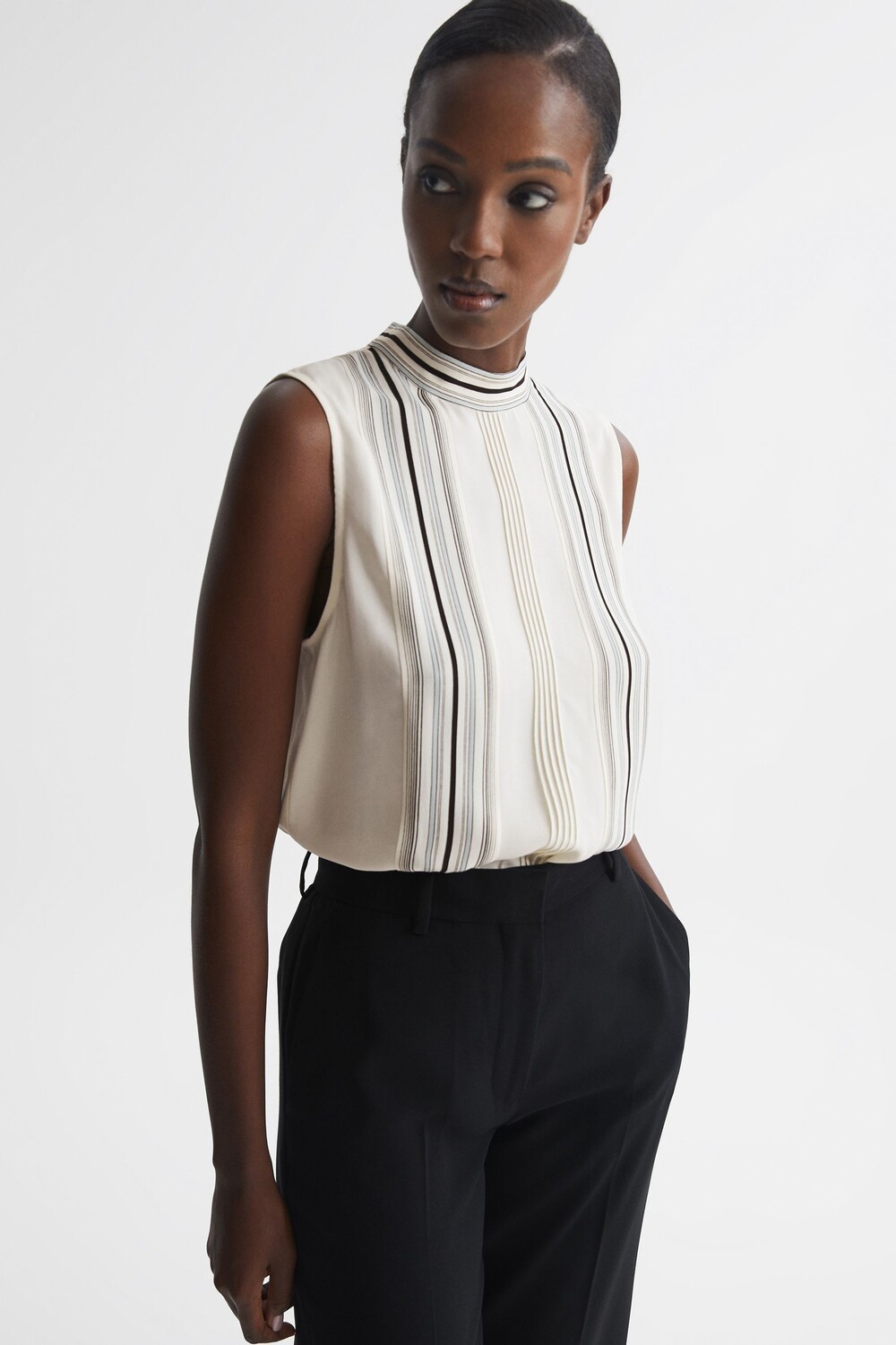

Прозрачная блузка Mollie в полоску Reiss, белый