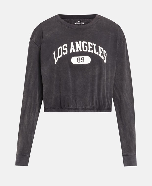 

Топ с длинными рукавами Hollister, черный