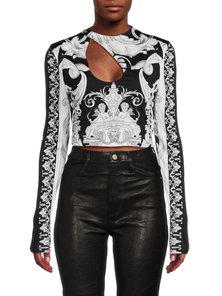 

Укороченный топ с абстрактным вырезом Versace, цвет Black White