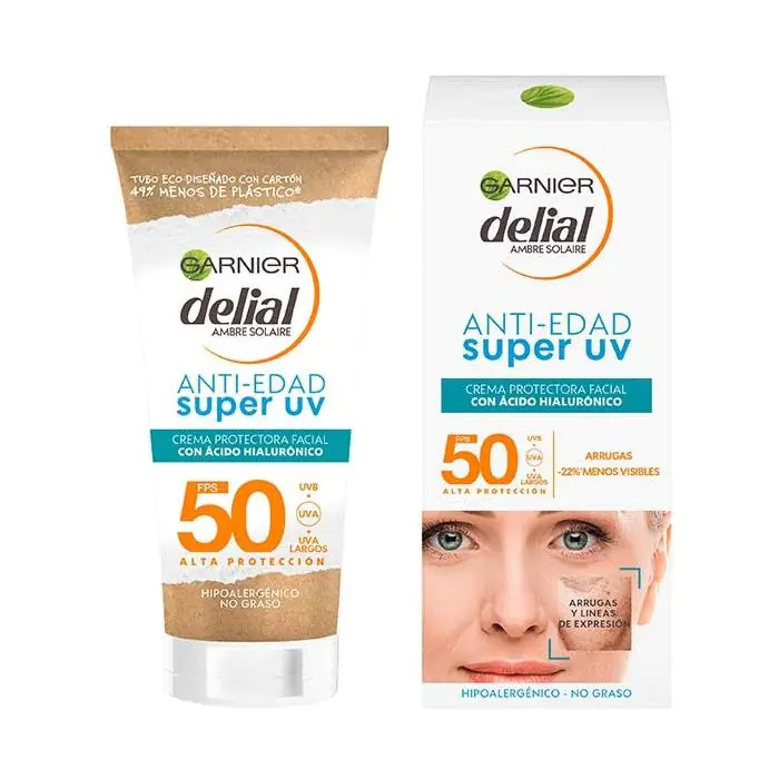 

Солнцезащитный крем delial antiedad super uv crema protectora facial con ácido hialurónico Garnier, объем 50 мл