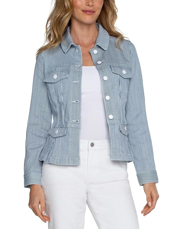 

Куртка Liverpool Los Angeles Stretch Indigo Railroad Stripe Peplum, цвет Chambray Stripe
