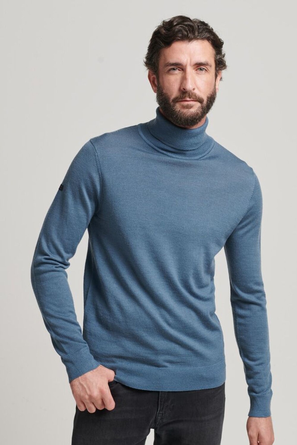 

Водолазка из шерсти мериноса Superdry, синий