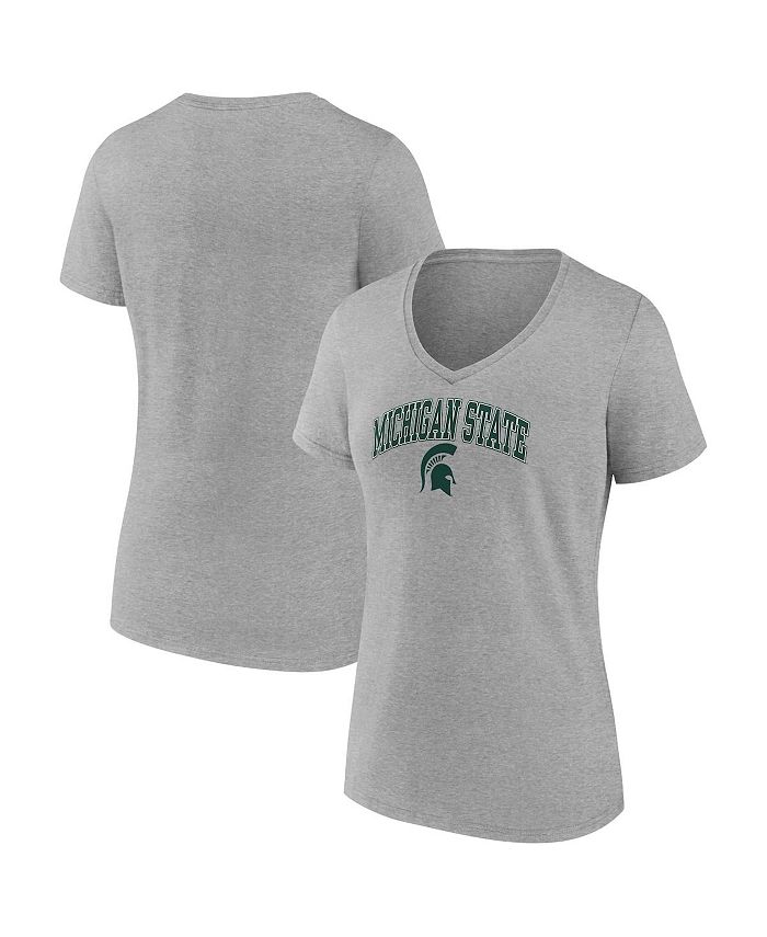 

Женская футболка с v-образным вырезом с логотипом Heather Grey Michigan State Spartans Evergreen Campus Fanatics, серый