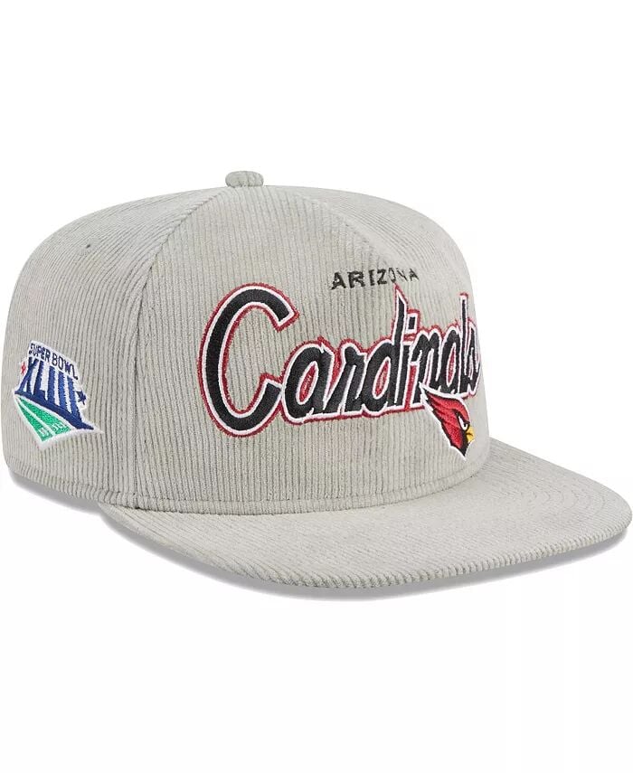 

Мужская серая вельветовая кепка для гольфиста Arizona Cardinals Super Bowl XLIII Snapback New Era, серый