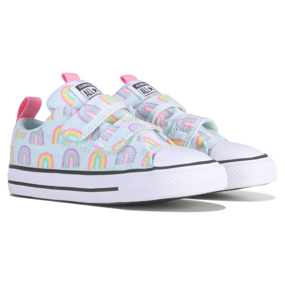 

Детские низкие кеды Chuck Taylor All Star 2V для малышей Converse, цвет chance of rain/pink rainbow