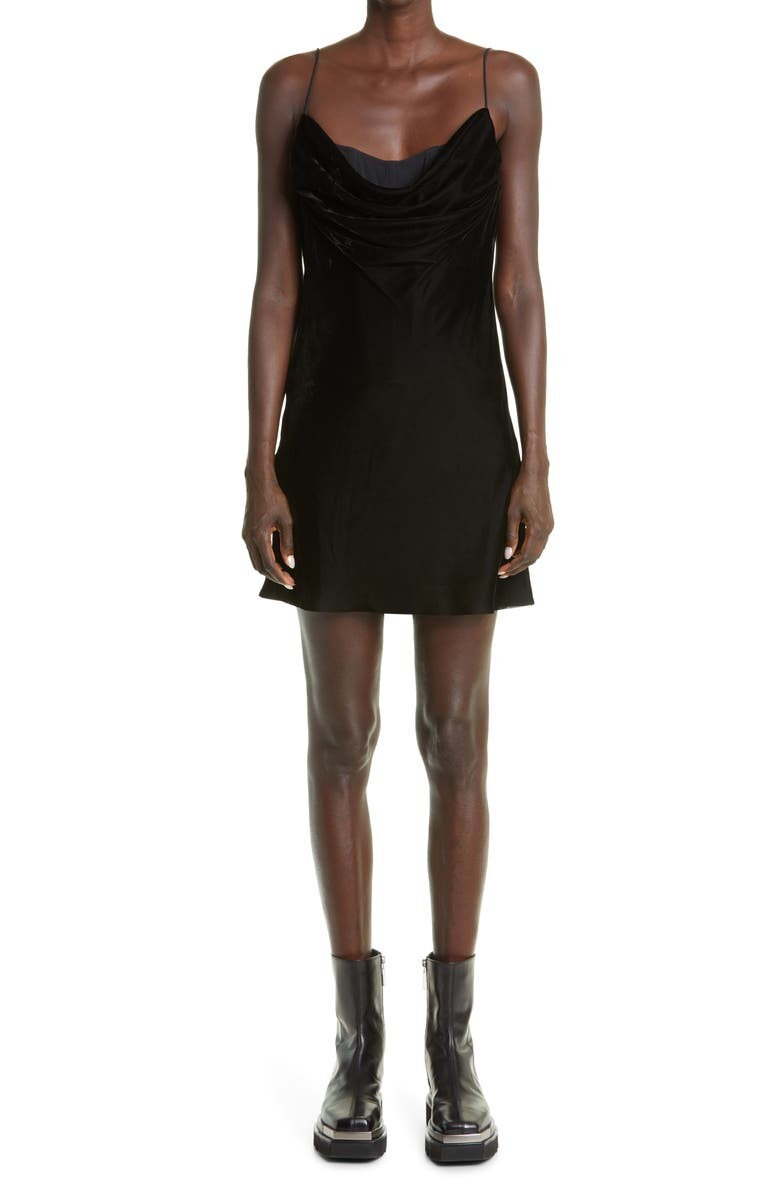 

Корсетное мини-платье из прозрачного бархата DION LEE, черный
