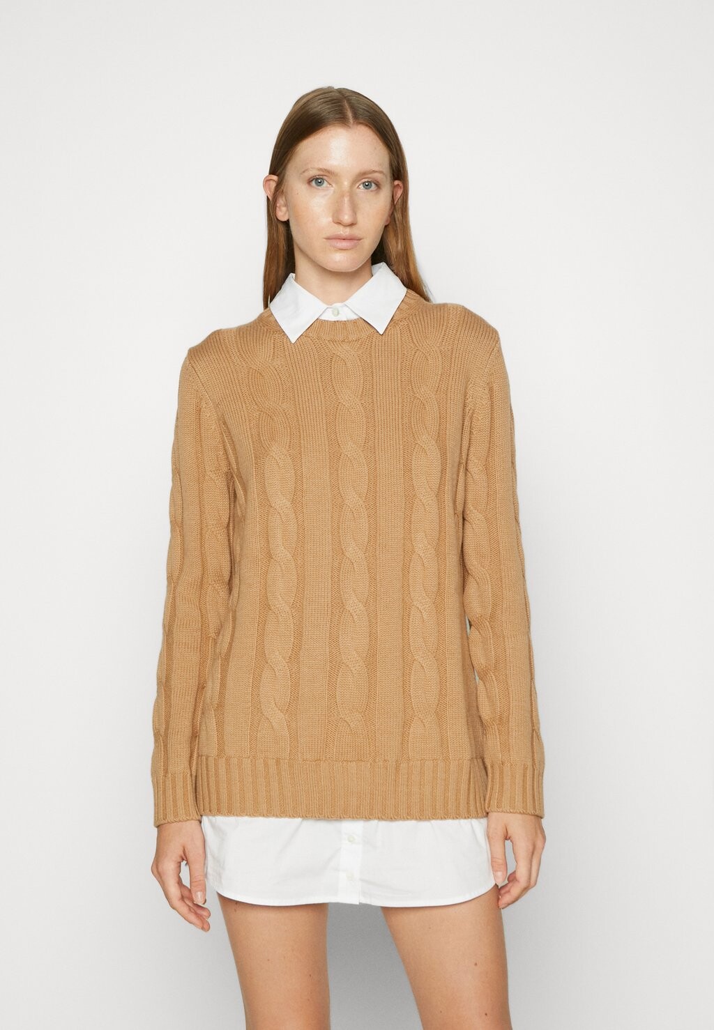 

Трикотажное платье Aldrin Dress STAUD, цвет camel/white