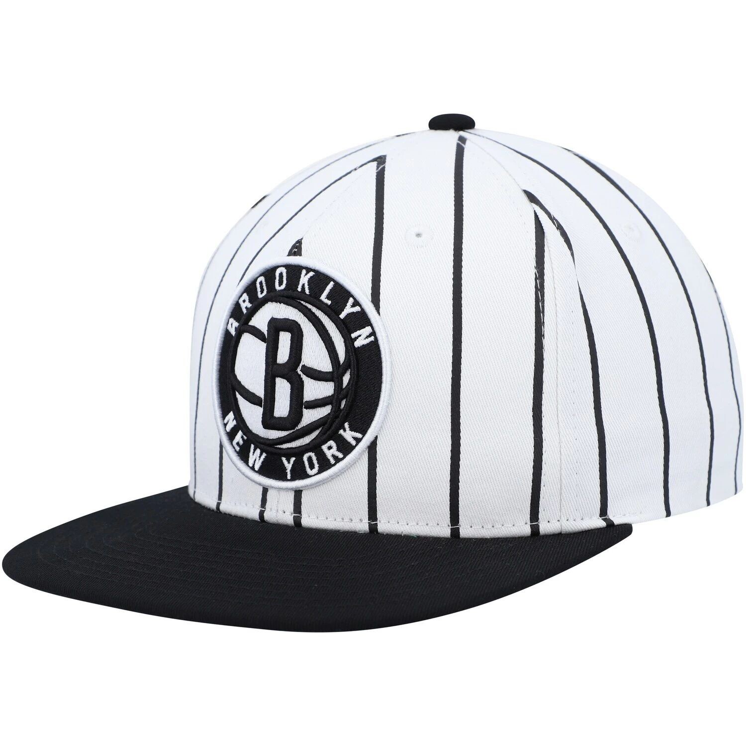 

Мужская белая кепка Mitchell & Ness Brooklyn Nets из твердой древесины в тонкую полоску Snapback