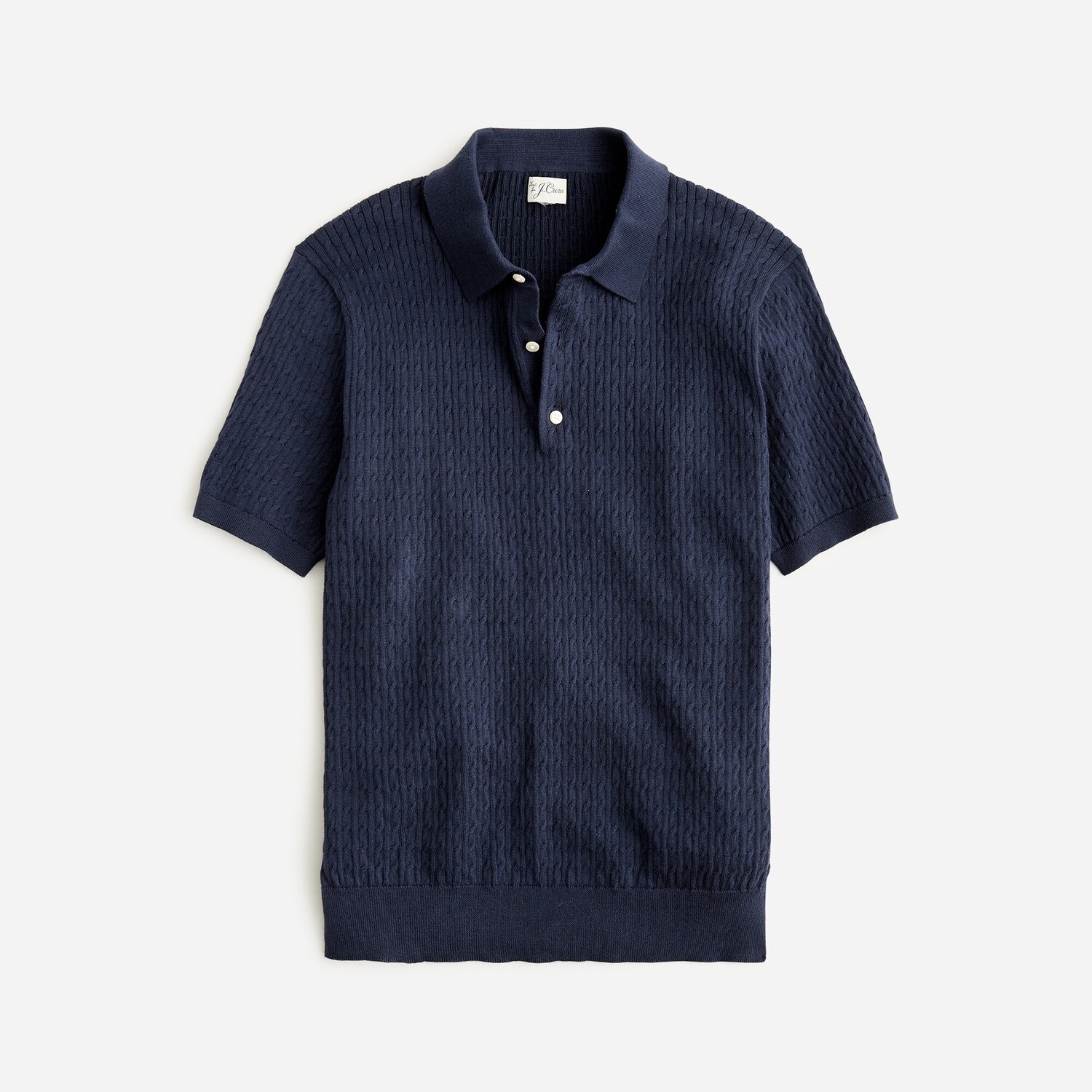 

Хлопковый свитер-поло с короткими рукавами и косичной вязкой J.Crew, синий