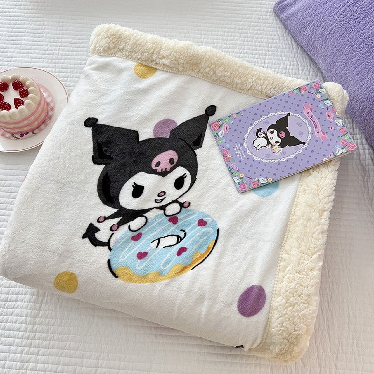 

Одеяло двухслойное Sanrio Hello Kitty Cinnamoroll Kuromi Hongli, белый