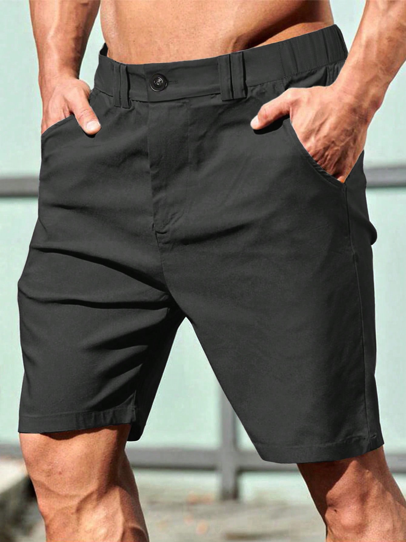 Мужские однотонные шорты с карманами Manfinity Homme, черный мужские повседневные спортивные шорты с эластичной резинкой на талии черный