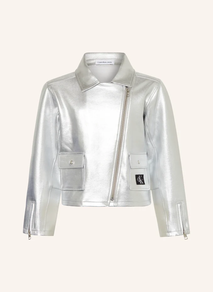 

Байкерская куртка Calvin Klein, серебряный, Серый