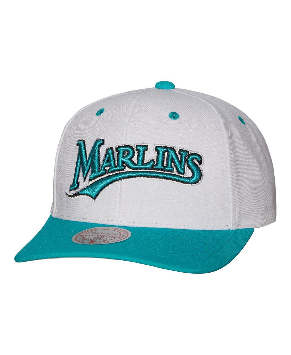 

Мужская белая кепка Florida Marlins Cooperstown Collection Pro Crown Snapback Mitchell & Ness