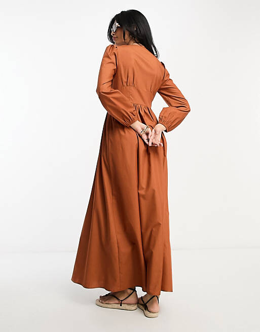 

Платье макси с заниженной талией и молнией ASOS DESIGN