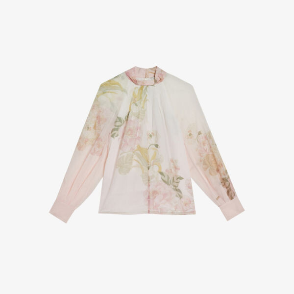 

Lelyaa тканая блузка с высоким воротником и цветочным принтом Ted Baker, белый