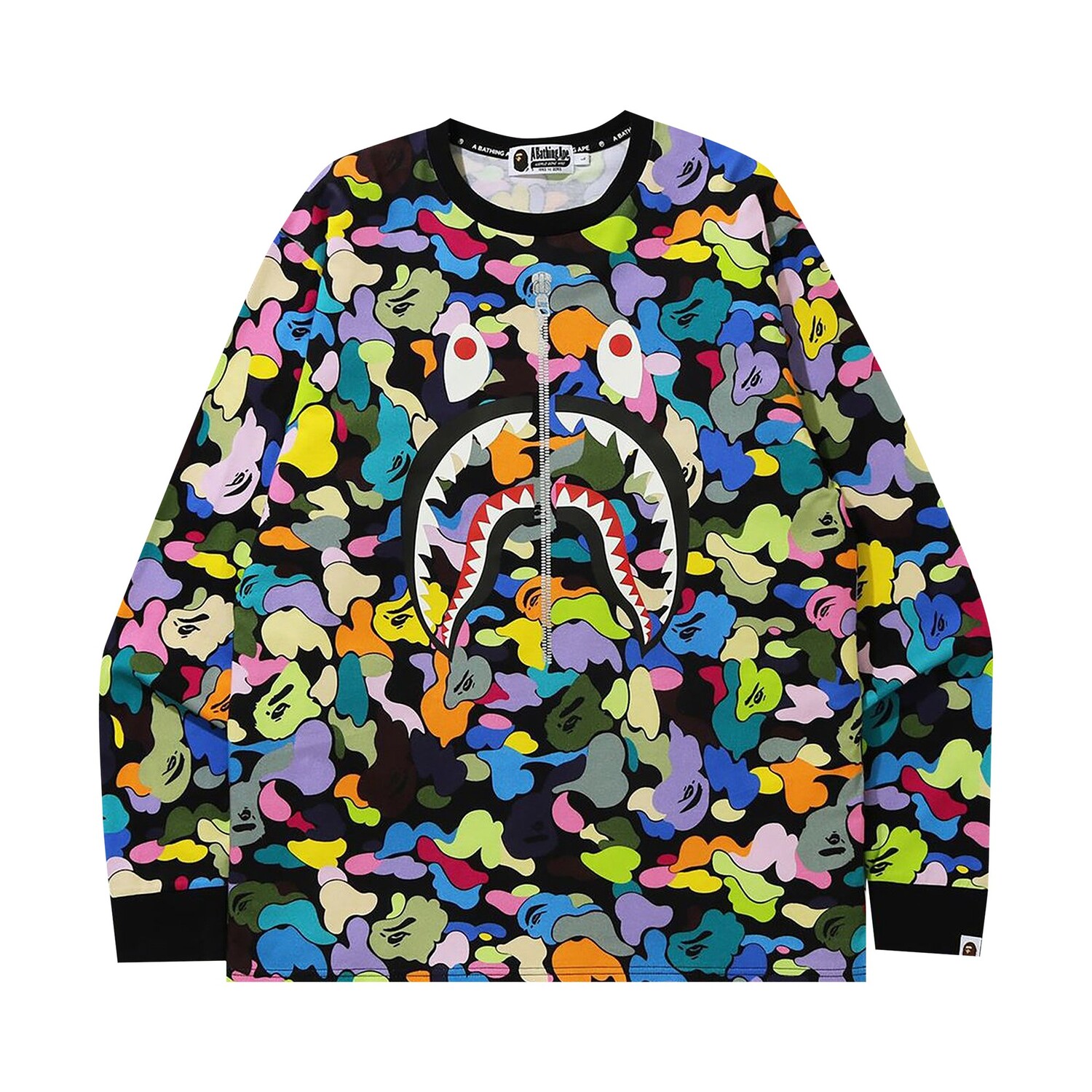 

Футболка с длинными рукавами BAPE Multi Camo Shark, черная