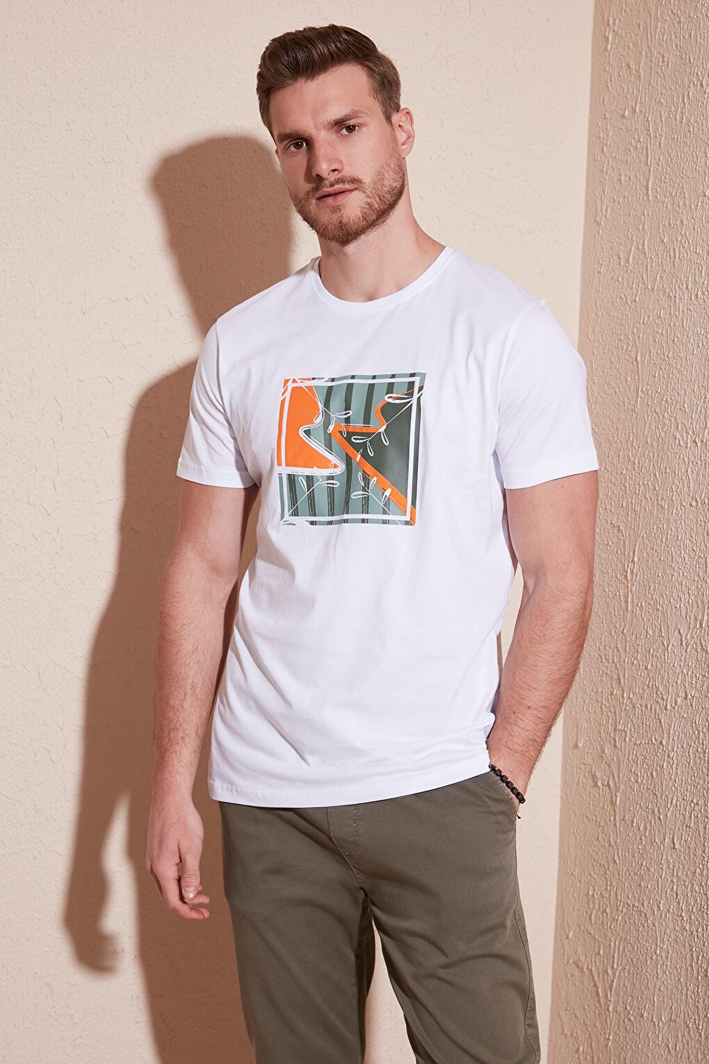 Облегающая футболка из 100 % хлопка с круглым вырезом с принтом 646R4040 Buratti, белый фото