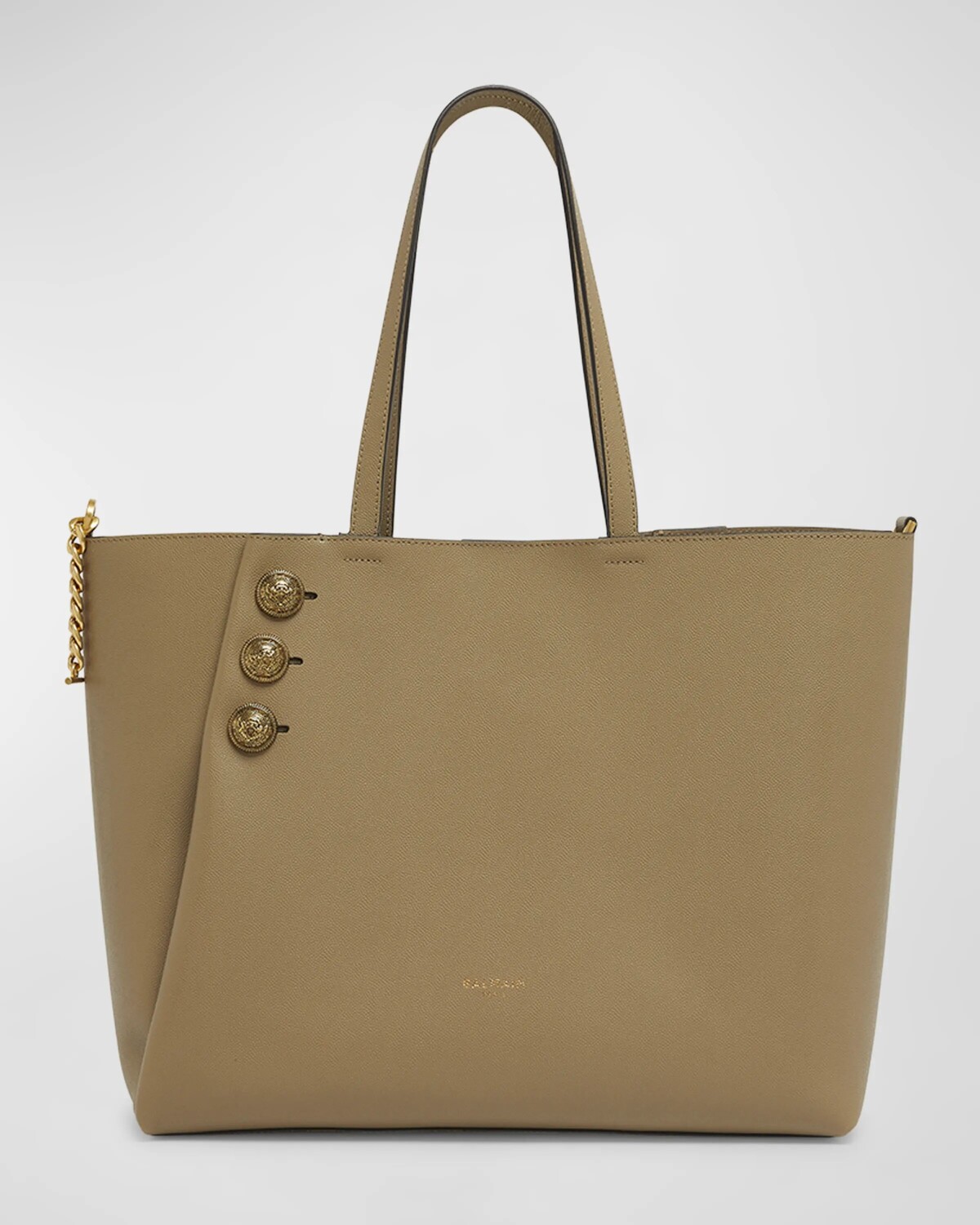 

Большая сумка-тоут Embleme из зерненой кожи Balmain, цвет Taupe