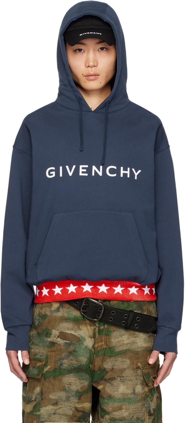 

Темно-синий худи с приспущенными плечами Givenchy