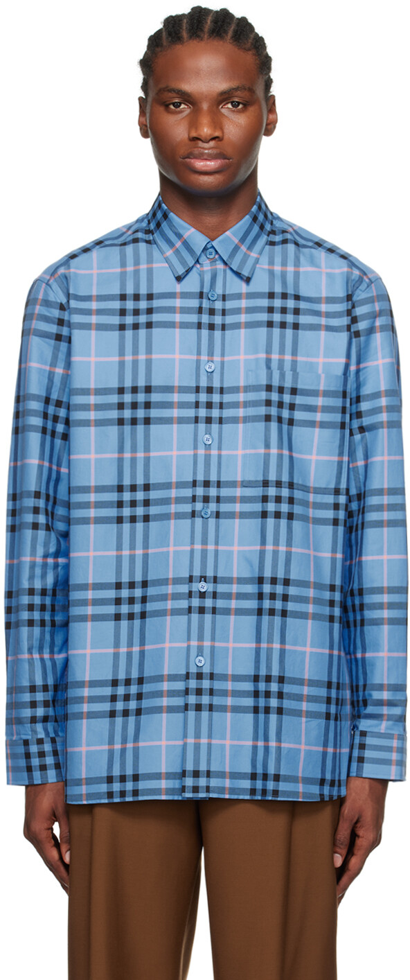 

Синяя рубашка в клетку Burberry