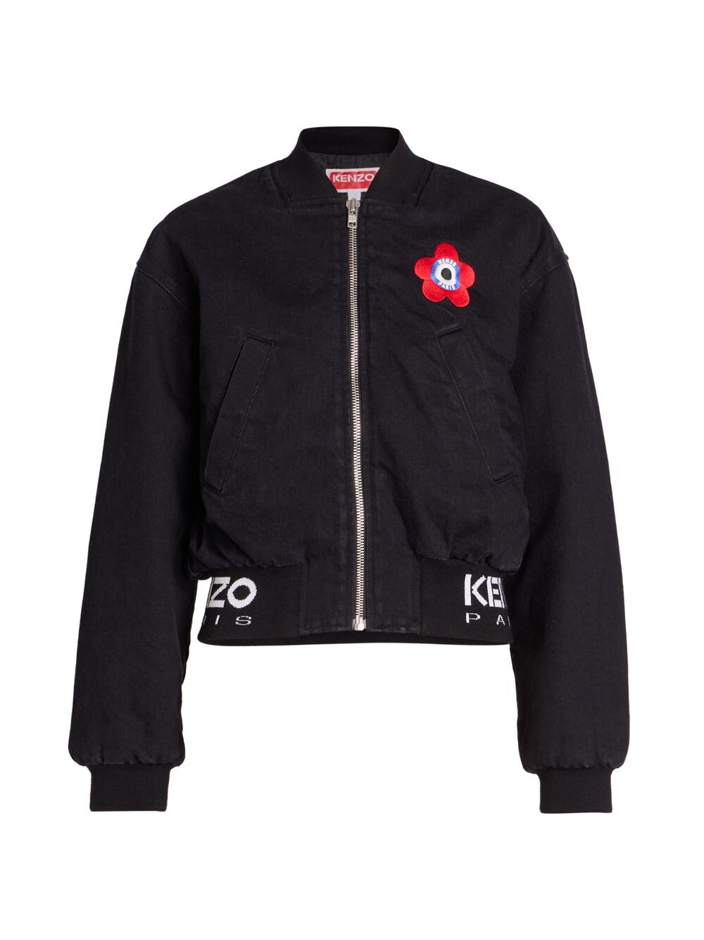 

Джинсовая куртка-бомбер с вышивкой Flower Target KENZO, черный