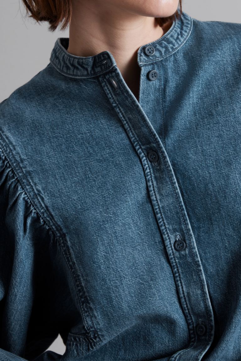 Блуза с пышными рукавами H&M, синий