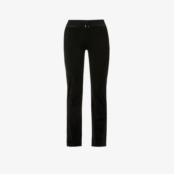 Велюровые спортивные брюки с логотипом Juicy Couture, черный