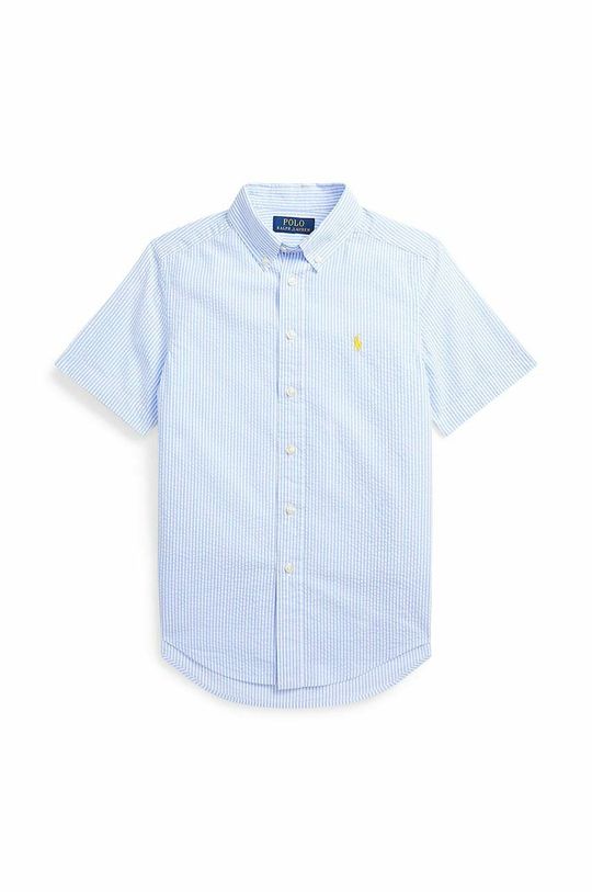 цена Детская хлопковая рубашка Polo Ralph Lauren, синий