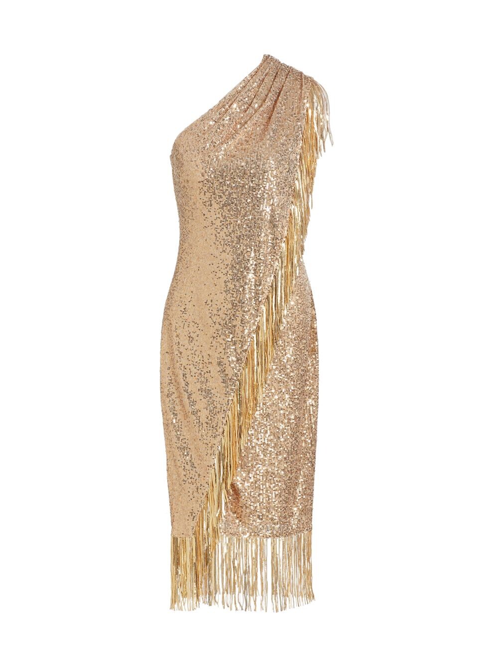 

Коктейльное платье с бахромой и пайетками Badgley Mischka, золотой, Желтый